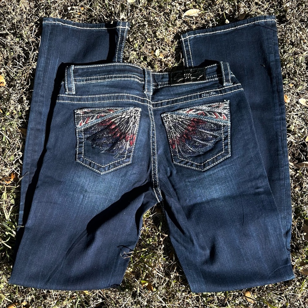 Miss Me mid-rise dark blue wash. 30 x 34. Bootcut. NWOT.